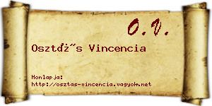 Osztás Vincencia névjegykártya